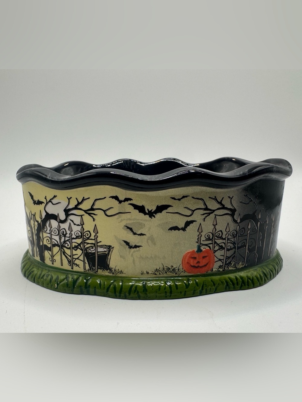 Department 56 Halloween Ceramic Soap Dish in Black, Green, Orange